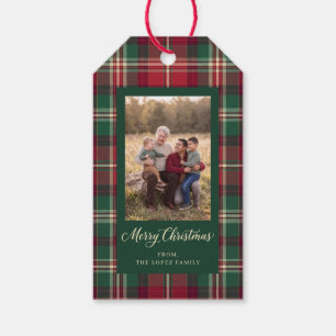 Personalised Tartan Plaid Christmas Photo Gift Tags