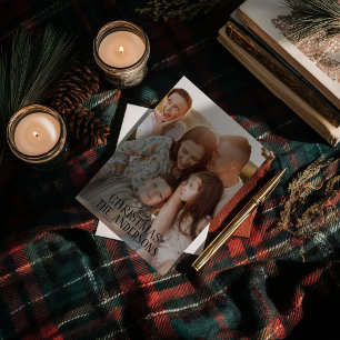 Personalised Tartan Plaid Custom Family Name Photo Holiday Card