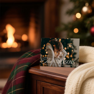 Personalised Tartan Plaid Custom Family Name Photo Holiday Card
