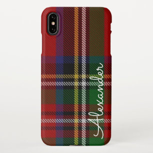 Personalised TARTAN Plaid Handwritten Name Modern iPhone XS Max Case