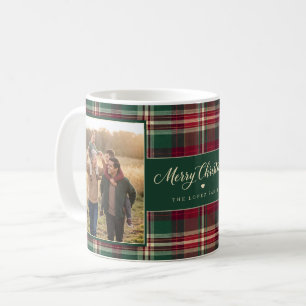 Personalised Tartan Plaid Two Photo Christmas Coffee Mug