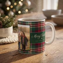 Personalised Tartan Plaid Two Photo Christmas