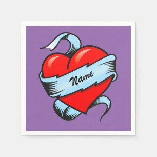 Personalised Tattoo Heart Napkin