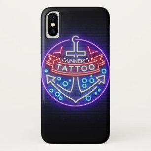 Personalised Tattoo Shop Nautical Neon Sign Style iPhone X Case