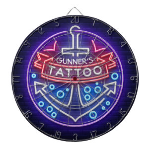 Personalised Tattoo Shop Nautical Neon Sign Style Dartboard