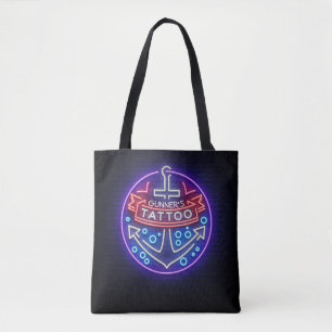 Personalised Tattoo Shop Nautical Neon Sign Style Tote Bag