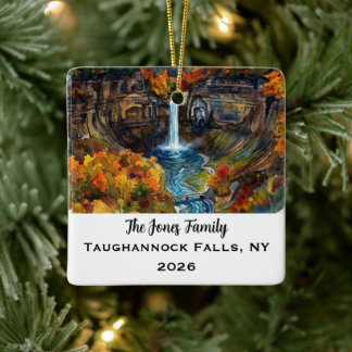 Personalised Taughannock Falls, NY Xmas Ceramic Ornament