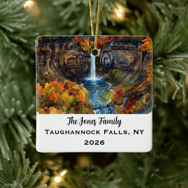 Personalised Taughannock Falls, NY Xmas Ceramic Ornament (Tree)
