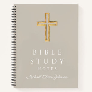 Personalised Taupe Beige Religious Cross  Notebook