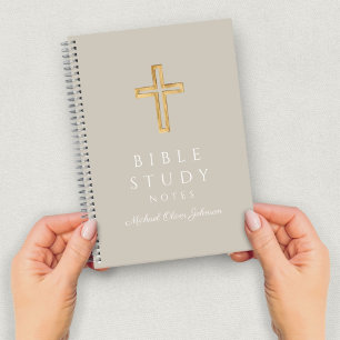 Personalised Taupe Beige Religious Cross Notebook