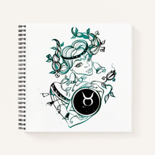 Personalised Taurus Art Deco Lady Notebook