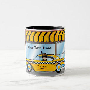 Personalised Taxi Cab Driver Two-Tone Coffee Mug