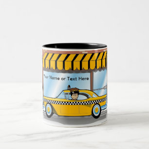 Personalised Taxi Driver - Male Cartoon Two-Tone Coffee Mug