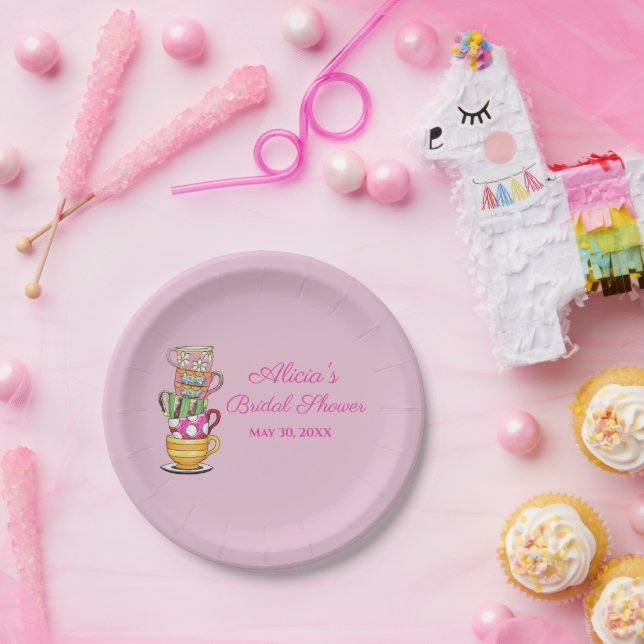 Personalised Tea Party  Bridal Shower Paper Plates (Party)