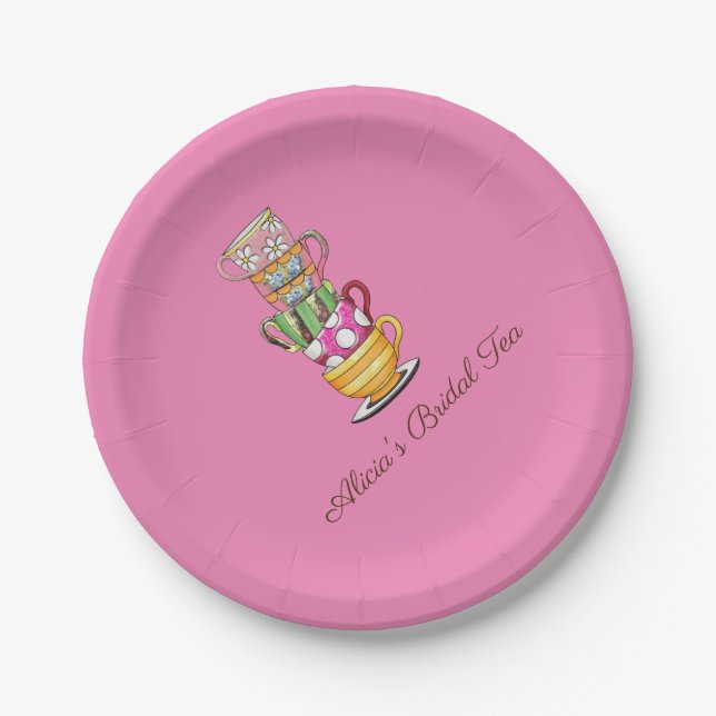 Personalised Tea Party Paper Plates Bridal  (Front)