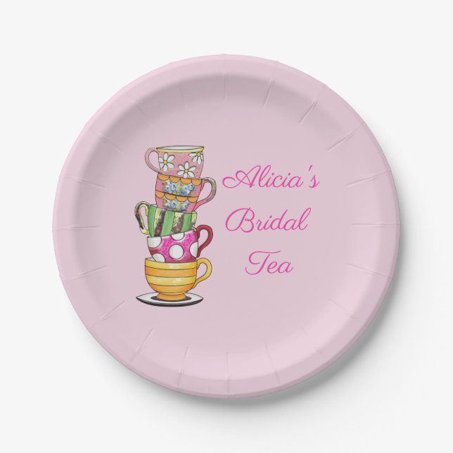 Personalised Tea Party Paper Plates Bridal Shower (Front)