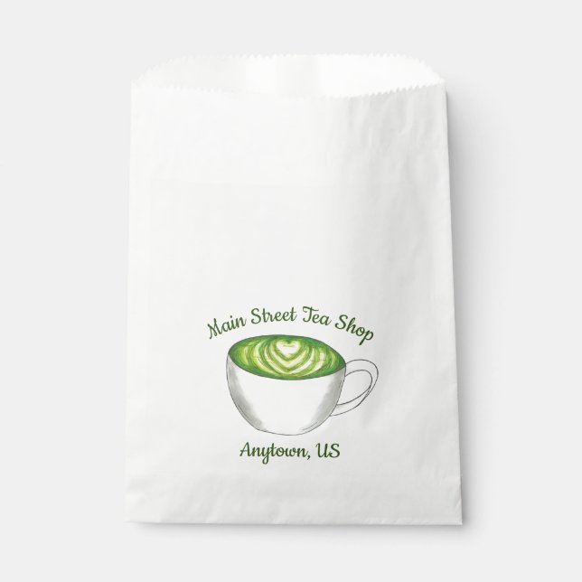 Personalised Tea Shop Japanese Green Matcha Latte Favour Bags (Front)