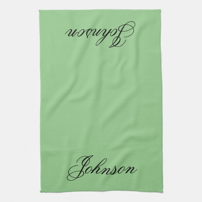 Personalised Tea Towel - Family Name Sage (Vertical)