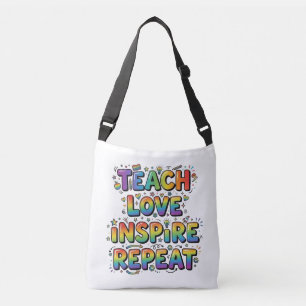 Personalised Teach Love Inspire Repeat Teacher Crossbody Bag