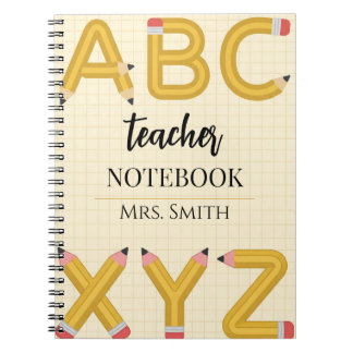 Personalised Teacher ABC Pencil Spiral Notebook