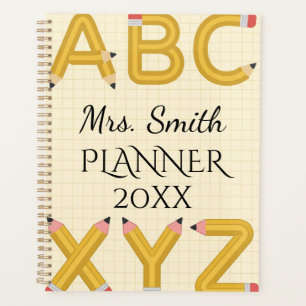 Personalised Teacher ABC Pencil Spiral Planner