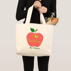 Personalised Teacher Apple Large Tote Bag