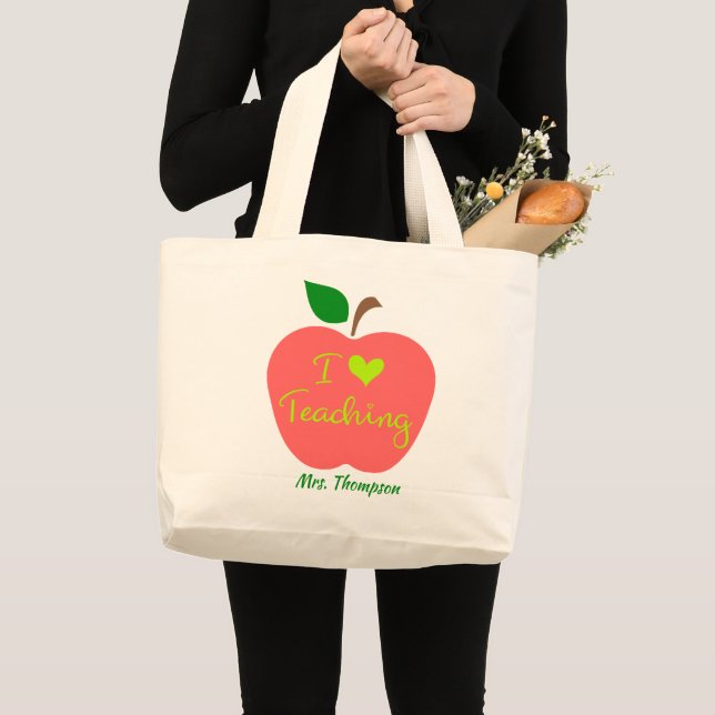 Personalised Teacher Apple Large Tote Bag (Front (Product))