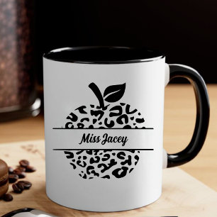 Personalised Teacher Apple Name, Custom Teacher Coffee Mug