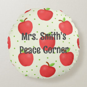 Personalised Teacher Apple Themed Peace Corner Round Cushion