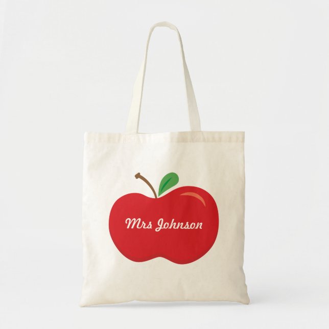 Personalised Teacher Apple Tote Bag (Front)