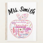 Personalised Teacher Apple Word Art Planner<br><div class="desc">#teacher #teachergift  Show your favourite teacher appreciation</div>