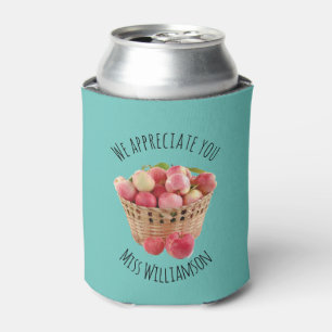 Personalised TEACHER APPRECIATION Apples TEAL Can Cooler