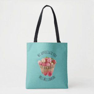 Personalised TEACHER APPRECIATION Apples TEAL Tote Bag