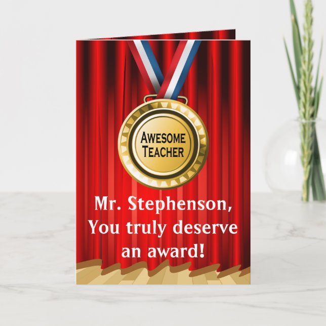 Personalised Teacher Appreciation Award Photo Thank You Card (Front)