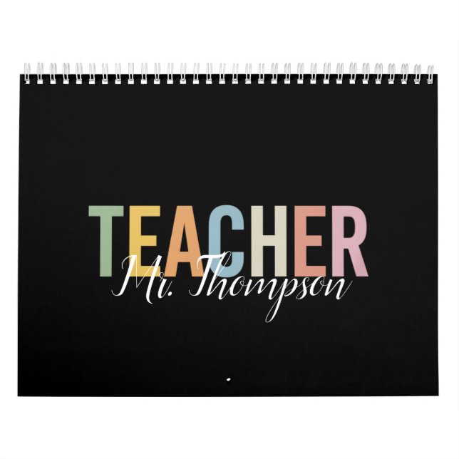 Personalised Teacher Appreciation Back to School  Calendar (Cover)