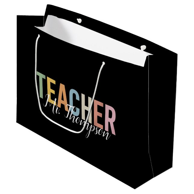 Personalised Teacher Appreciation Back to School  Large Gift Bag (Front Angled)