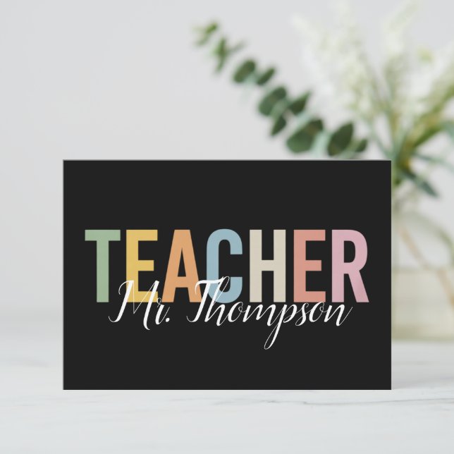 Personalised Teacher Appreciation Back to School  Thank You Card (Standing Front)