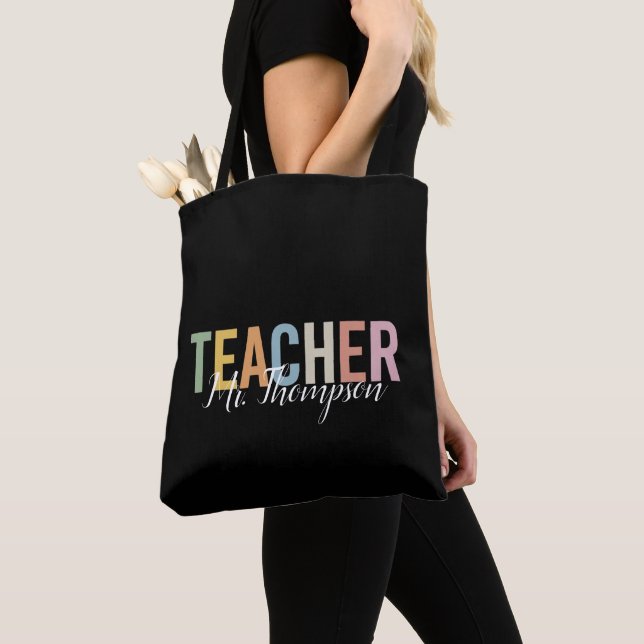 Personalised Teacher Appreciation Back to School  Tote Bag (Close Up)