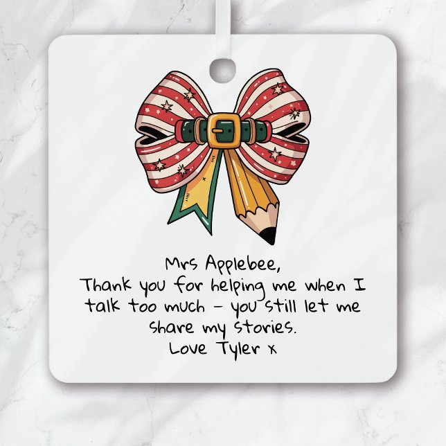 Personalised Teacher Appreciation Christmas Metal Tree Decoration (Creator Uploaded)