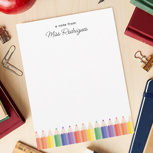 Personalised Teacher Appreciation Colourful Rainbo Card (Note card shown in 4.25 x 5.5 in. Add name and choose size, paper, and corner style)