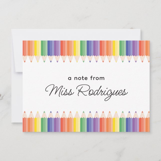 Personalised Teacher Appreciation Colourful Rainbo Card (Front)