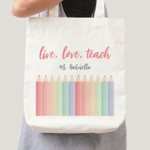 Personalised Teacher Appreciation Colourful Rainbo Tote Bag