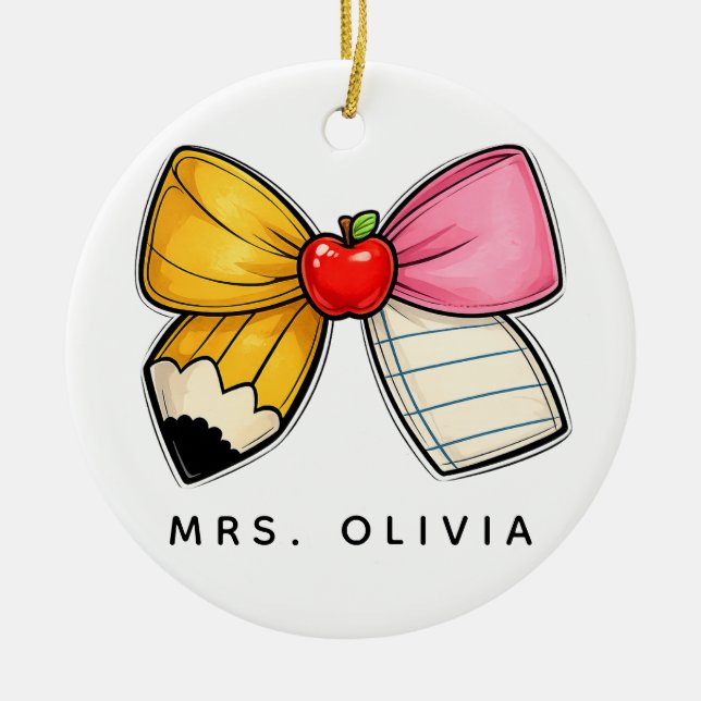 Personalised Teacher Appreciation | Custom Teacher Ceramic Tree Decoration (Front)