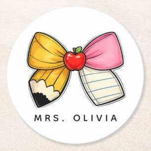 Personalised Teacher Appreciation   Custom Teacher Round Paper Coaster