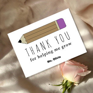 Personalised Teacher Appreciation Gift Custom Name Thank You Card