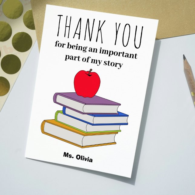 Personalised Teacher Appreciation Gift Custom Name Thank You Card (Creator Uploaded)