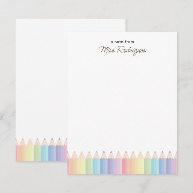 Personalised Teacher Appreciation Pastel Rainbow Card (Front/Back)