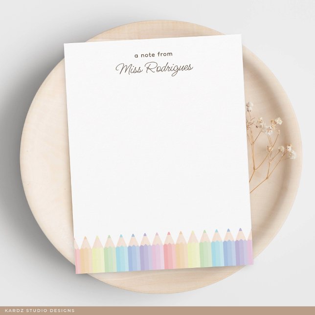 Personalised Teacher Appreciation Pastel Rainbow Card (Note card shown in 4.25 x 5.5 inches. Add name, choose a size, paper, and corner style.)