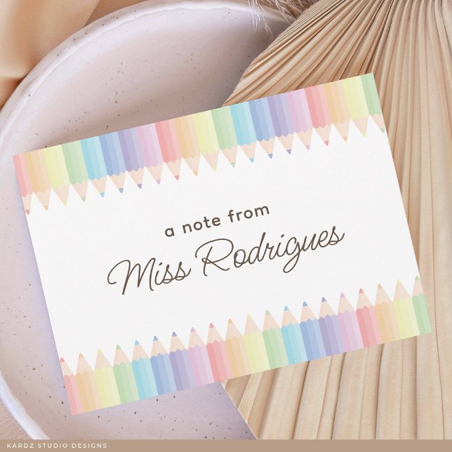 Personalised Teacher Appreciation Pastel Rainbow Card (Note card is shown in 4.5 x 6.25 inches. Add your name and choose the size, corner, and paper style.)