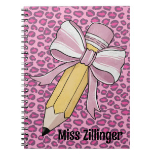 Personalised  teacher appreciation Pencil with bow Notebook